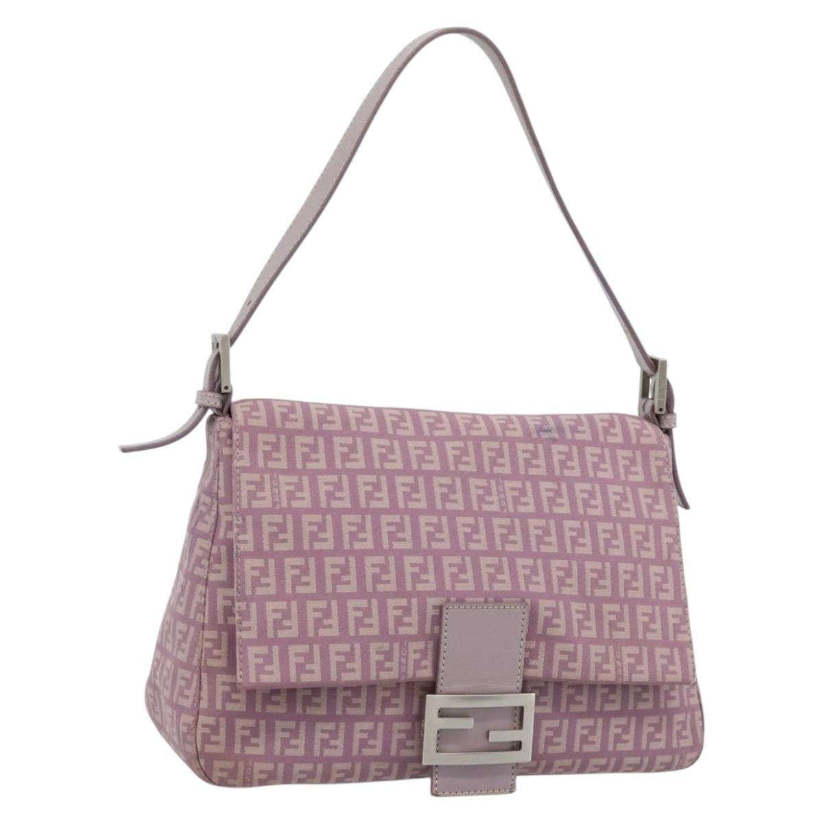 Fendi Mamma Baguette Zucca Jacquard Velvet Pink Canvas Shoulder Bag Bag (Pre-Owned)