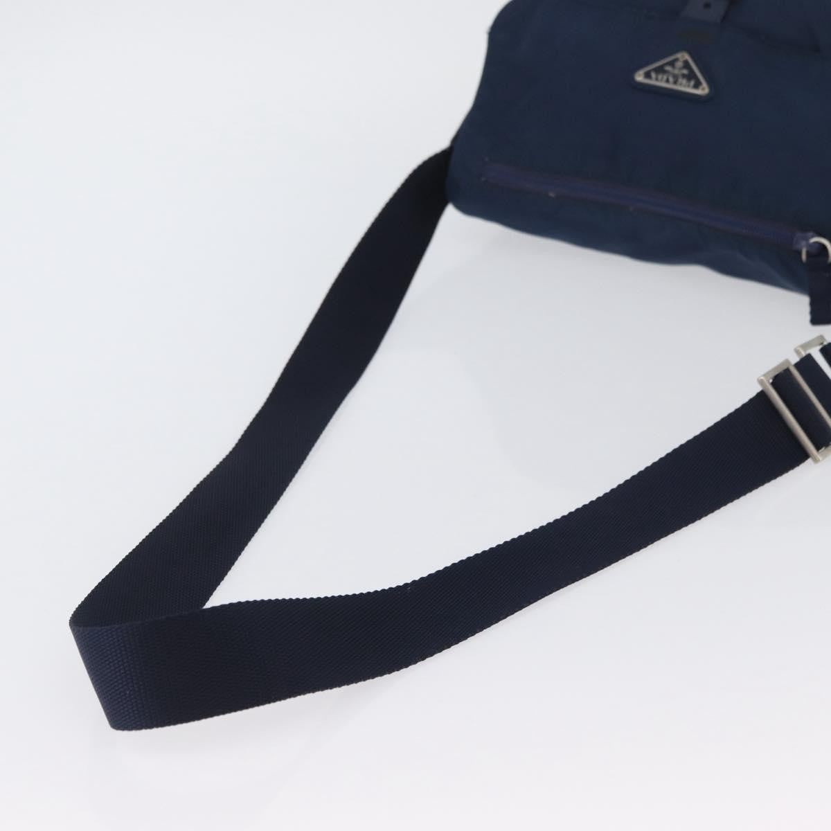 Prada Buckle Messenger Tessuto Navy Nylon Handbag (Pre-Owned)