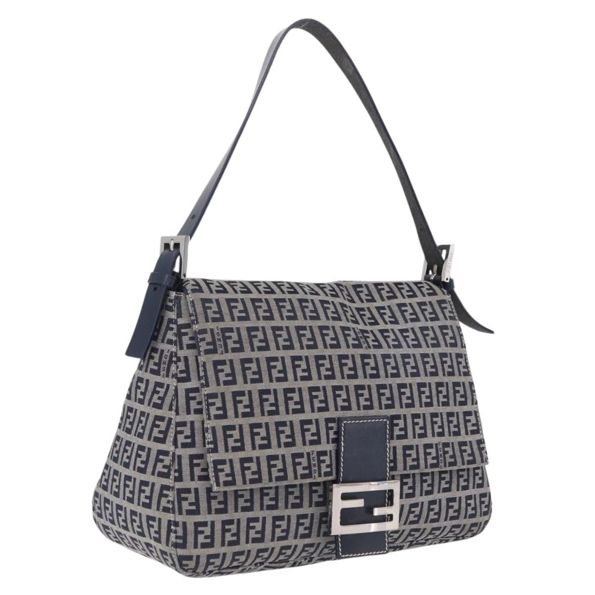 Fendi Fendi Mamma Baguette Monogram Canvas Navy Canvas Handbag (Pre-Owned)