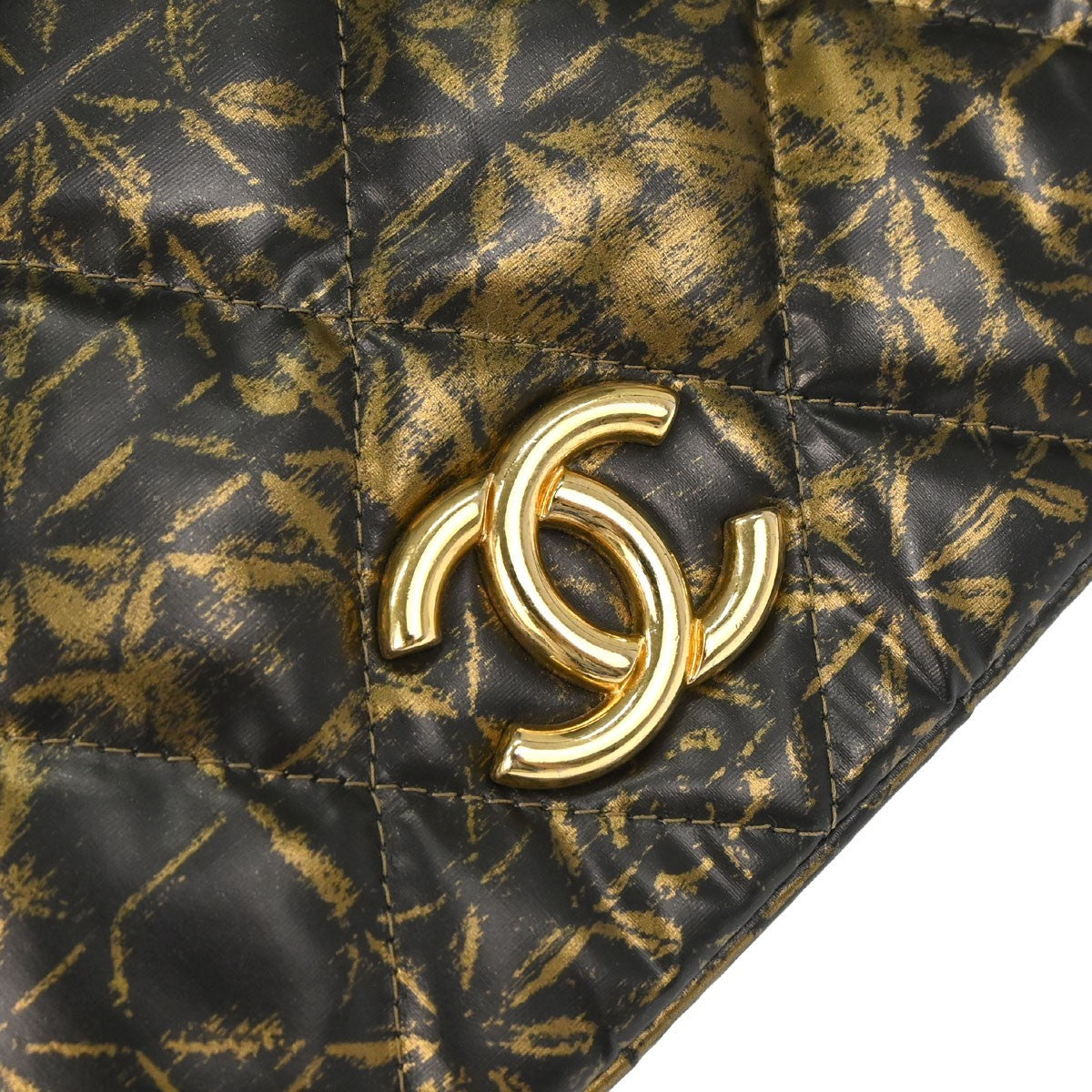 Chanel Accordion Flap Quilted Printed Nylon Black Nylon Shoulder Bag Bag (Pre-Owned)