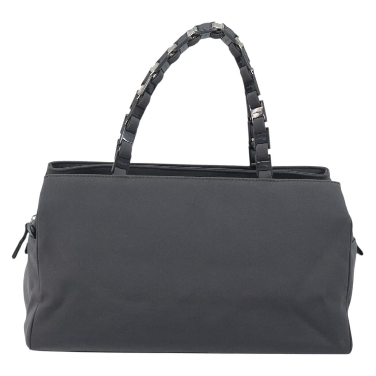 Salvatore Ferragamo Vala Canvas Gray Canvas Handbag (Pre-Owned)