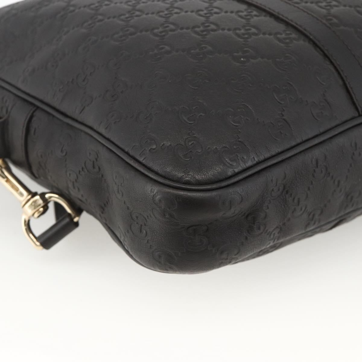 Gucci Convertible Guccissima Leather Black Leather Briefcase Bag (Pre-Owned)
