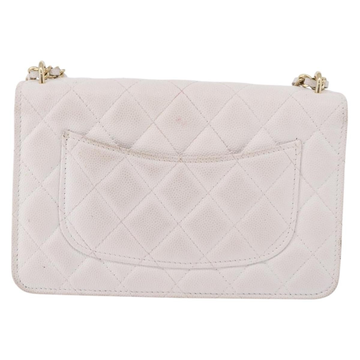 Chanel Pocket Twins Wallet On Chain Quilted Caviar White Leather Shoulder Bag Bag (Pre-Owned)