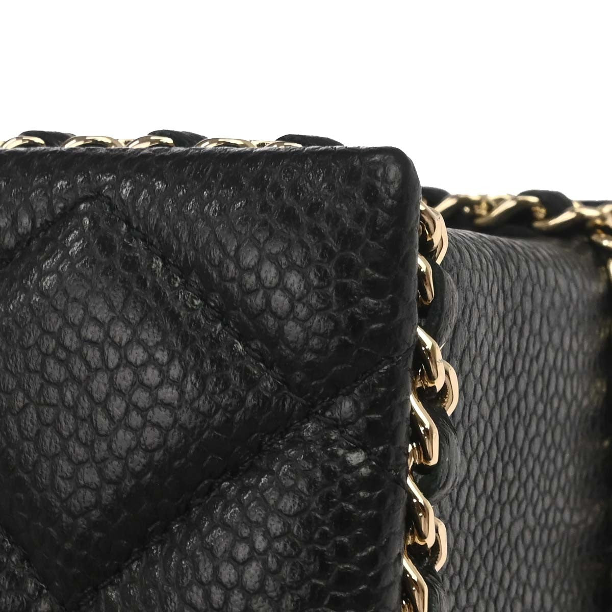 Chanel Chain Around Cut Out Handle Evening Tote Quilted Caviar Black Leather Shoulder Bag Bag (Pre-Owned)