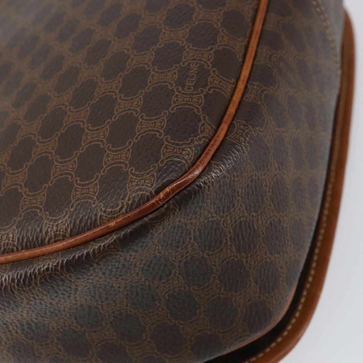 Celine Macadam Shoulder Pvc Leather Brown Canvas Shoulder Bag Bag (Pre-Owned)