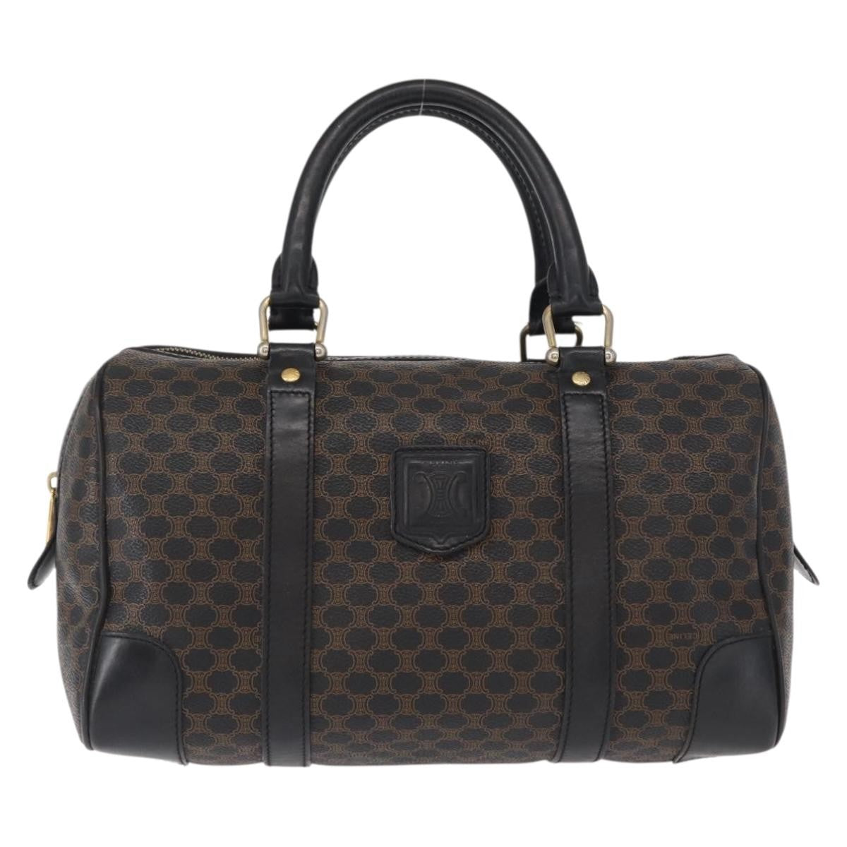 Celine Vintage Duffle Macadam Coated Canvas Black Canvas Handbag (Pre-Owned)