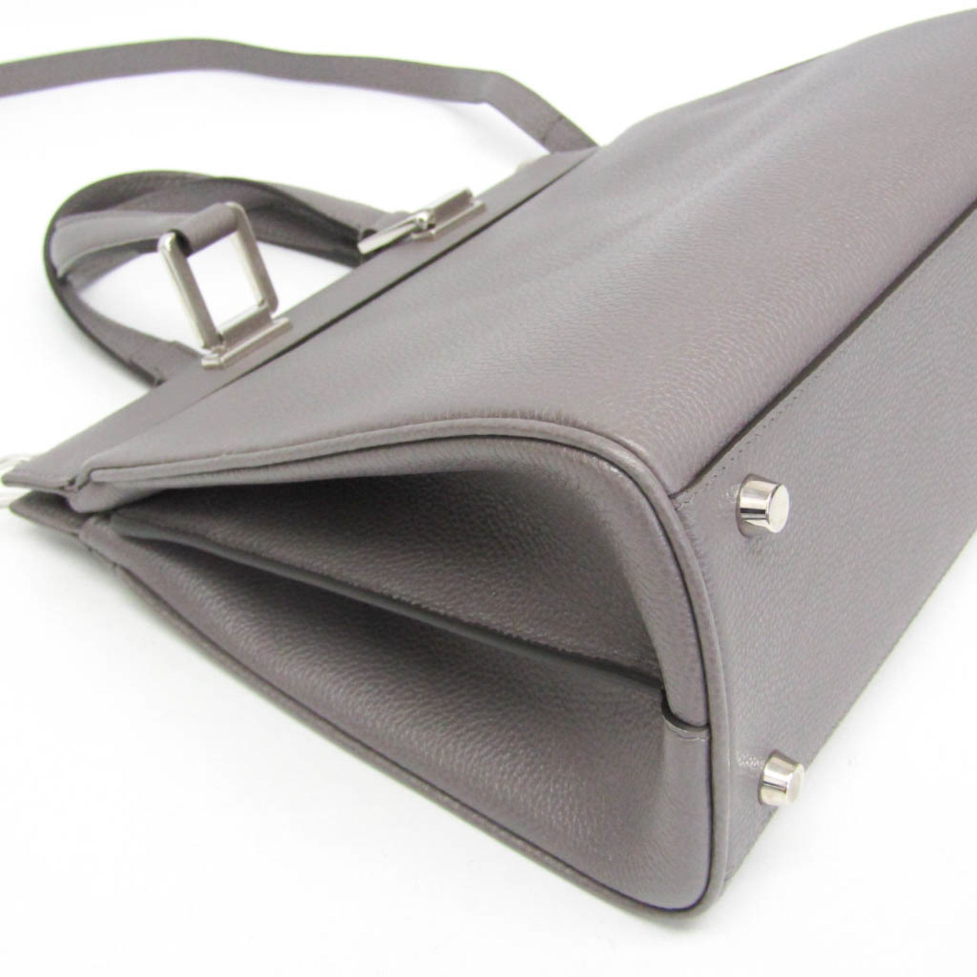 Gucci Zumi Top Handle Leather Gray Leather Handbag (Pre-Owned)