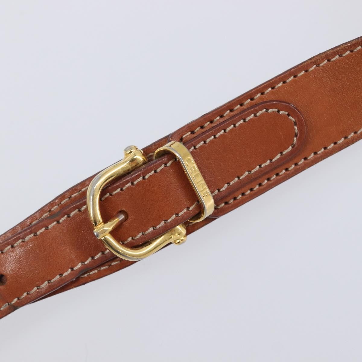 Celine Macadam Shoulder Leather Brown Canvas Crossbody Bag Bag (Pre-Owned)