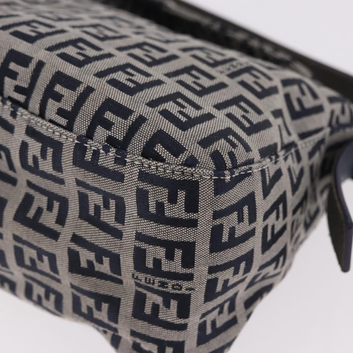 Fendi Baguette Zucchino Canvas Navy Canvas Handbag (Pre-Owned)