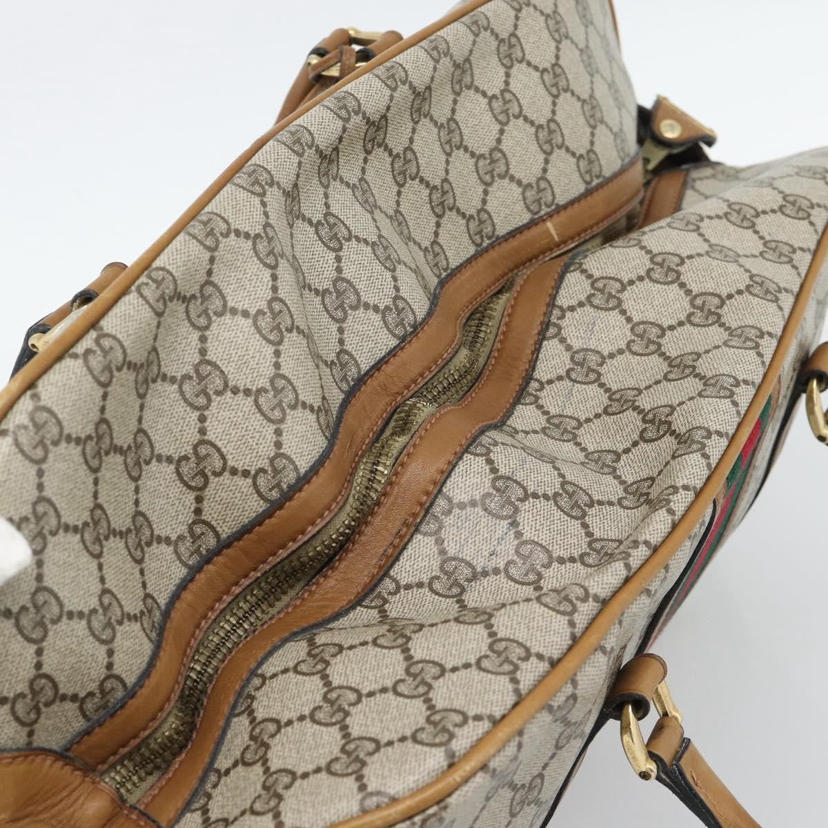 Gucci Zip Boston Gg Canvas And Leather Beige Pvc Handbag (Pre-Owned)