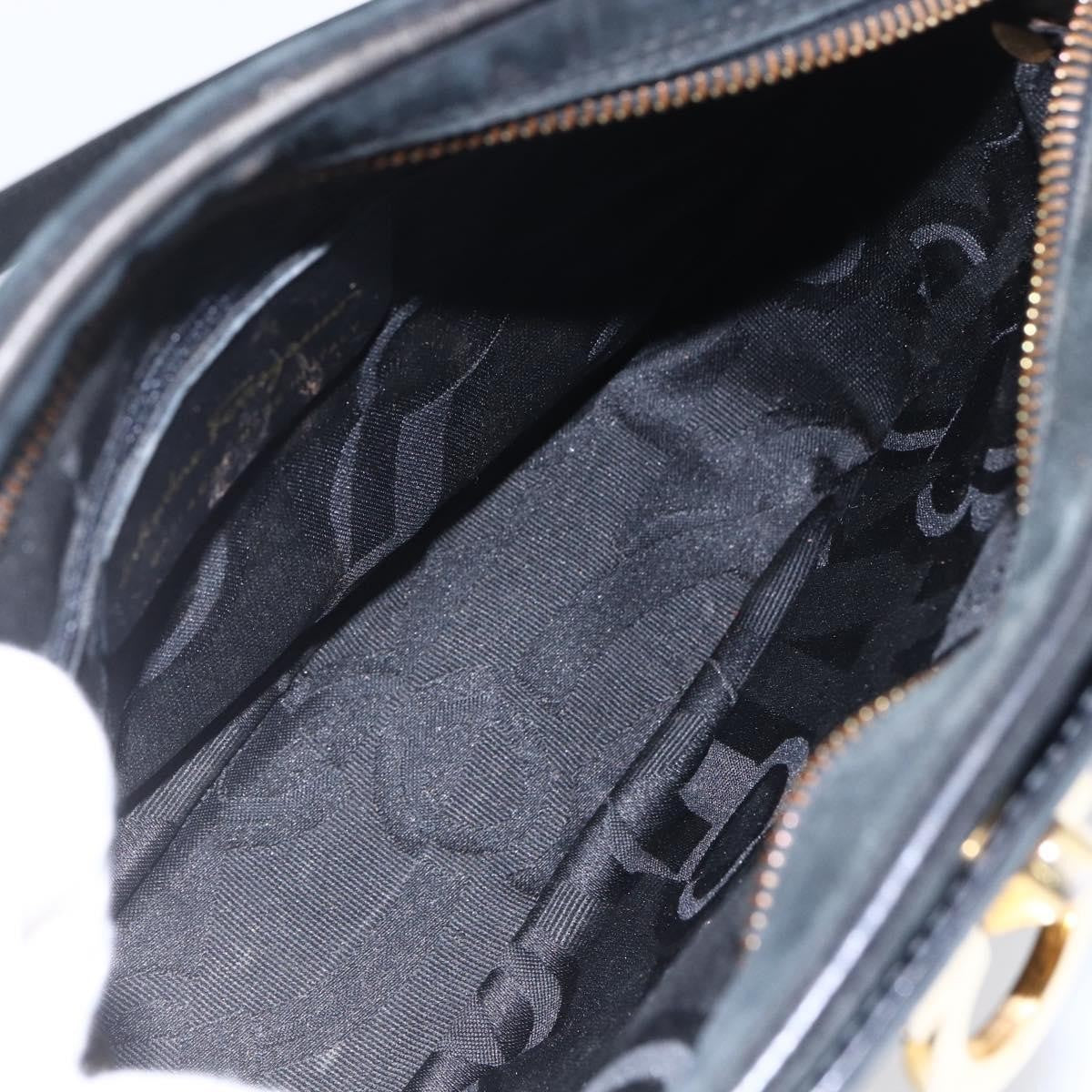 Salvatore Ferragamo Gancini Suede Black Suede Shoulder Bag Bag (Pre-Owned)