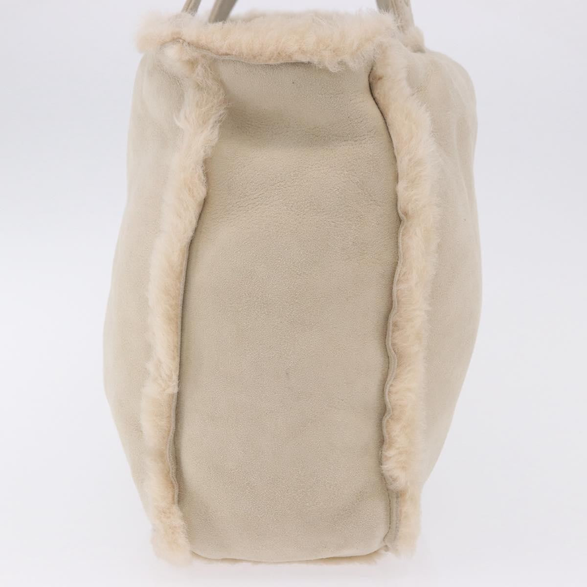 Chanel Vintage East West Tote Shearling And Suede Beige Leather Tote Bag Bag (Pre-Owned)