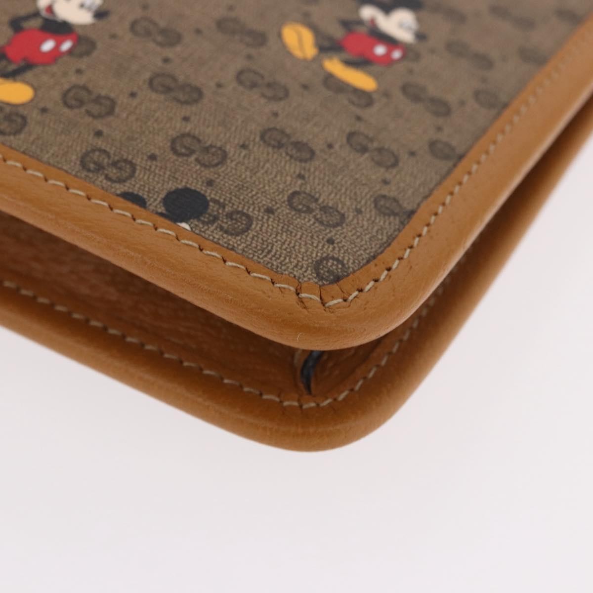 Gucci Disney Mickey Mouse Front Zip Printed Mini Gg Coated Canvas Beige Canvas Clutche & Pouche Bag (Pre-Owned)