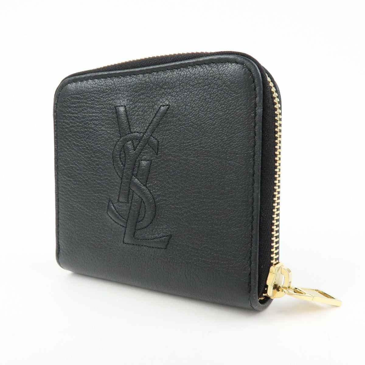 Saint Laurent Belle De Jour Zip Around French Leather Black Leather Wallets Accessory (Pre-Owned)