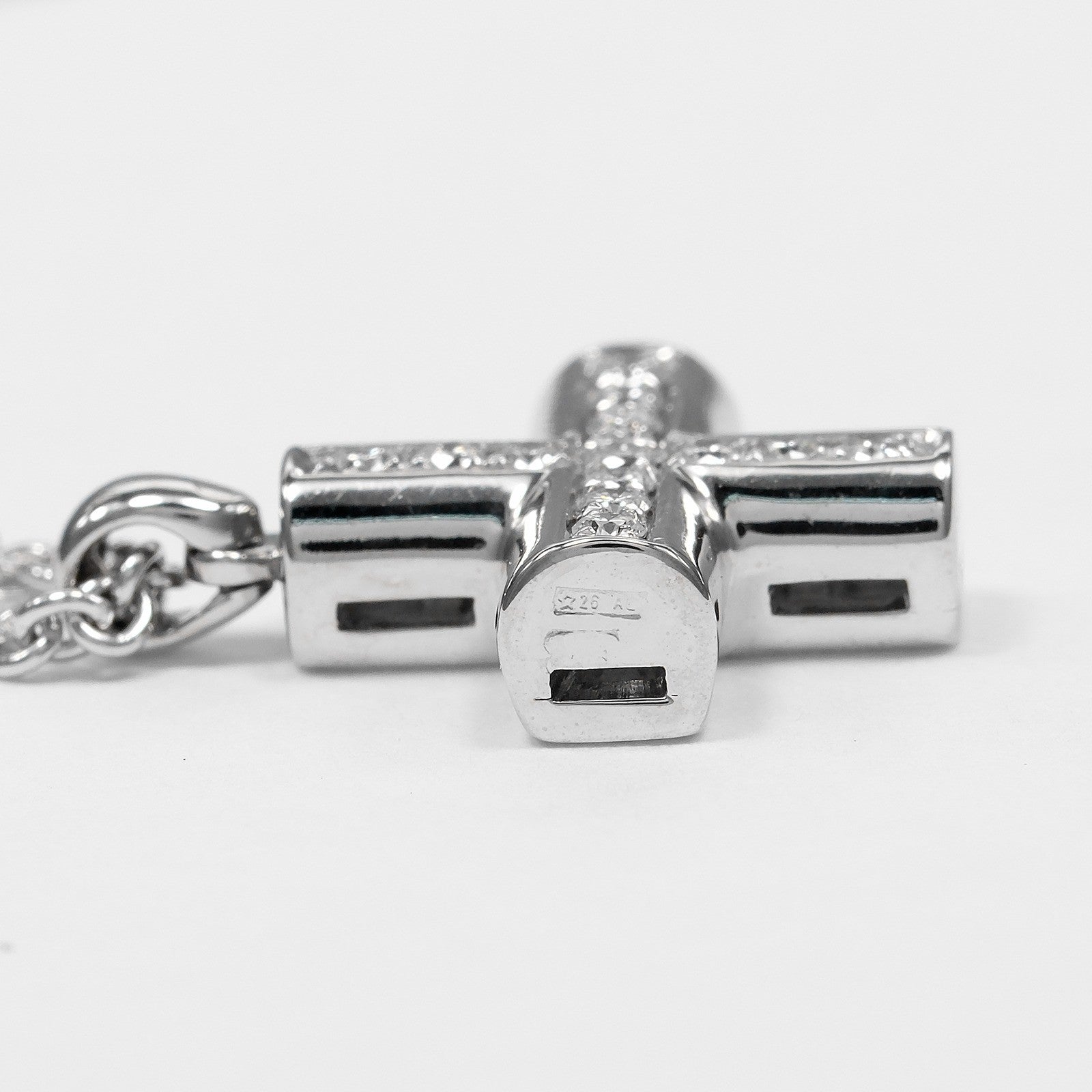 Bvlgari Greek Cross 18K White Gold With Diamonds Silver White_Gold Necklace Jewelry (Pre-Owned)