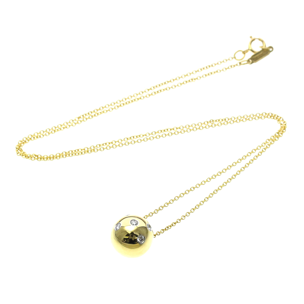 Tiffany & Co. Etoile Ball Pendant 18K Yellow Gold With Platinum And Diamonds Gold Yellow_Gold Necklace Jewelry (Pre-Owned)