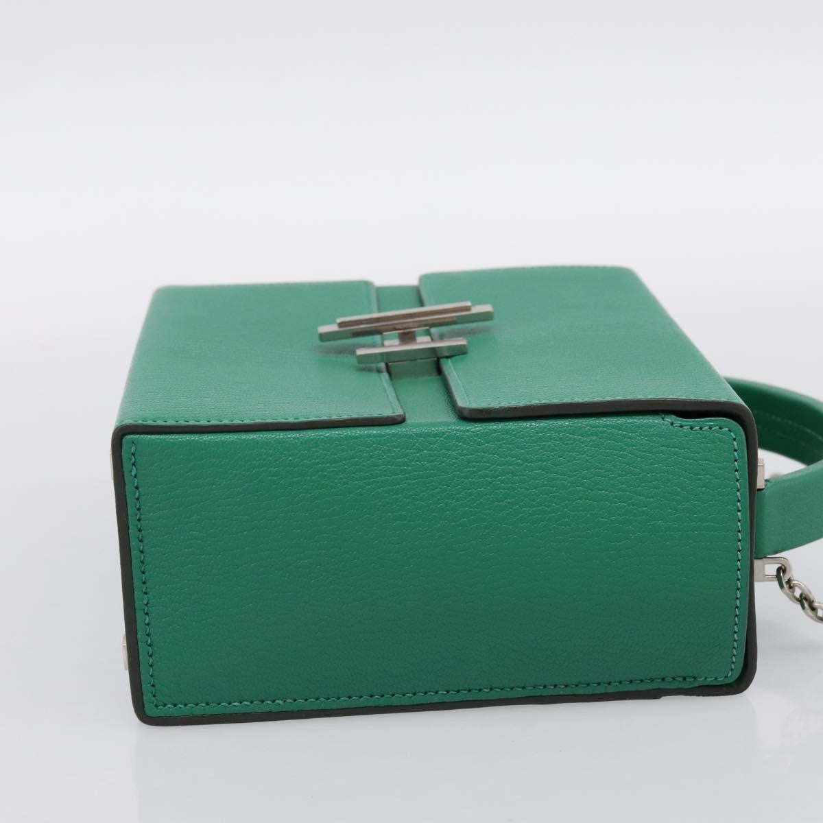 Hermes Cinhetic Top Handle Chevre Mysore Green Leather Handbag (Pre-Owned)
