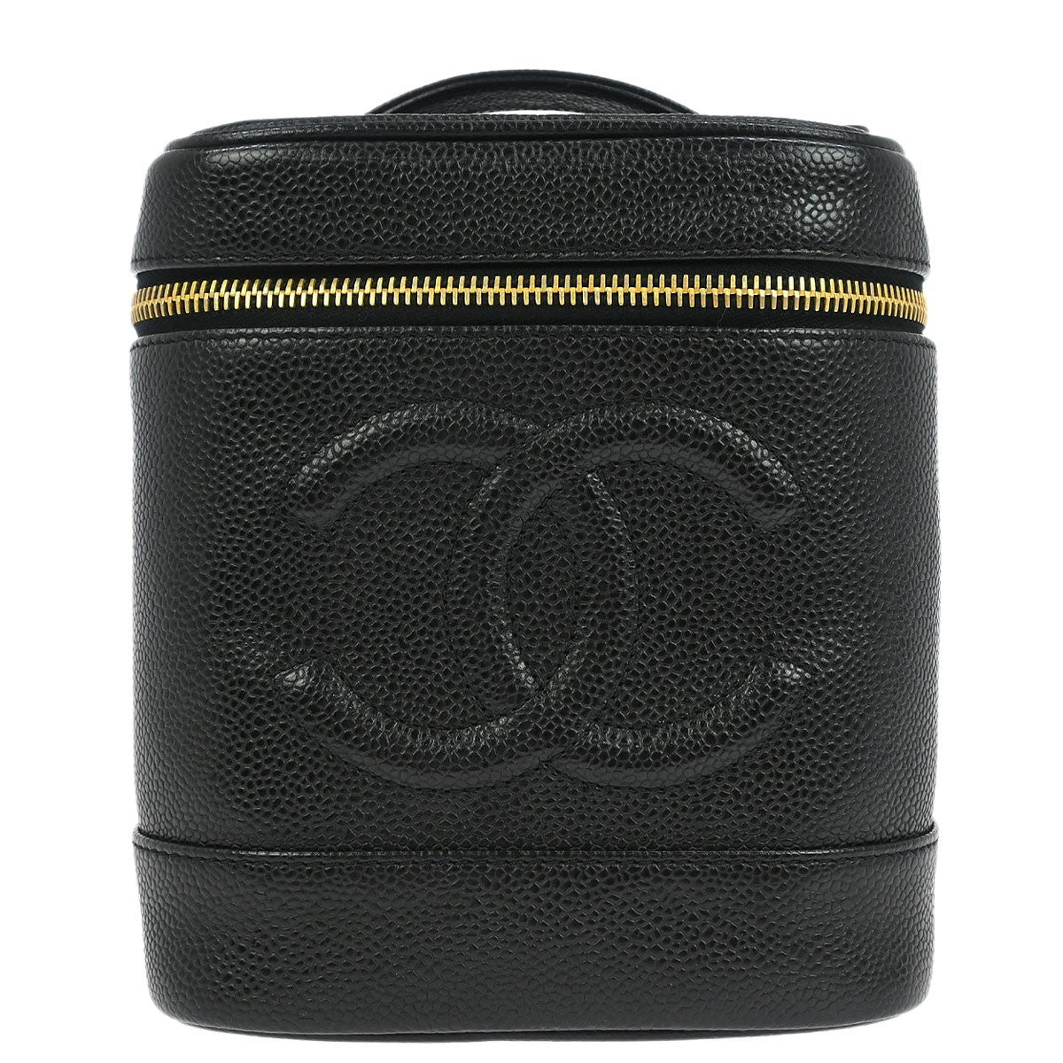 Chanel Vintage Timeless Cosmetic Case Caviar Black Leather Handbag (Pre-Owned)