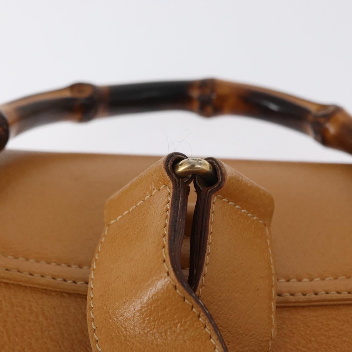 Gucci Vintage Bamboo Leather Brown Leather Backpack Bag (Pre-Owned)