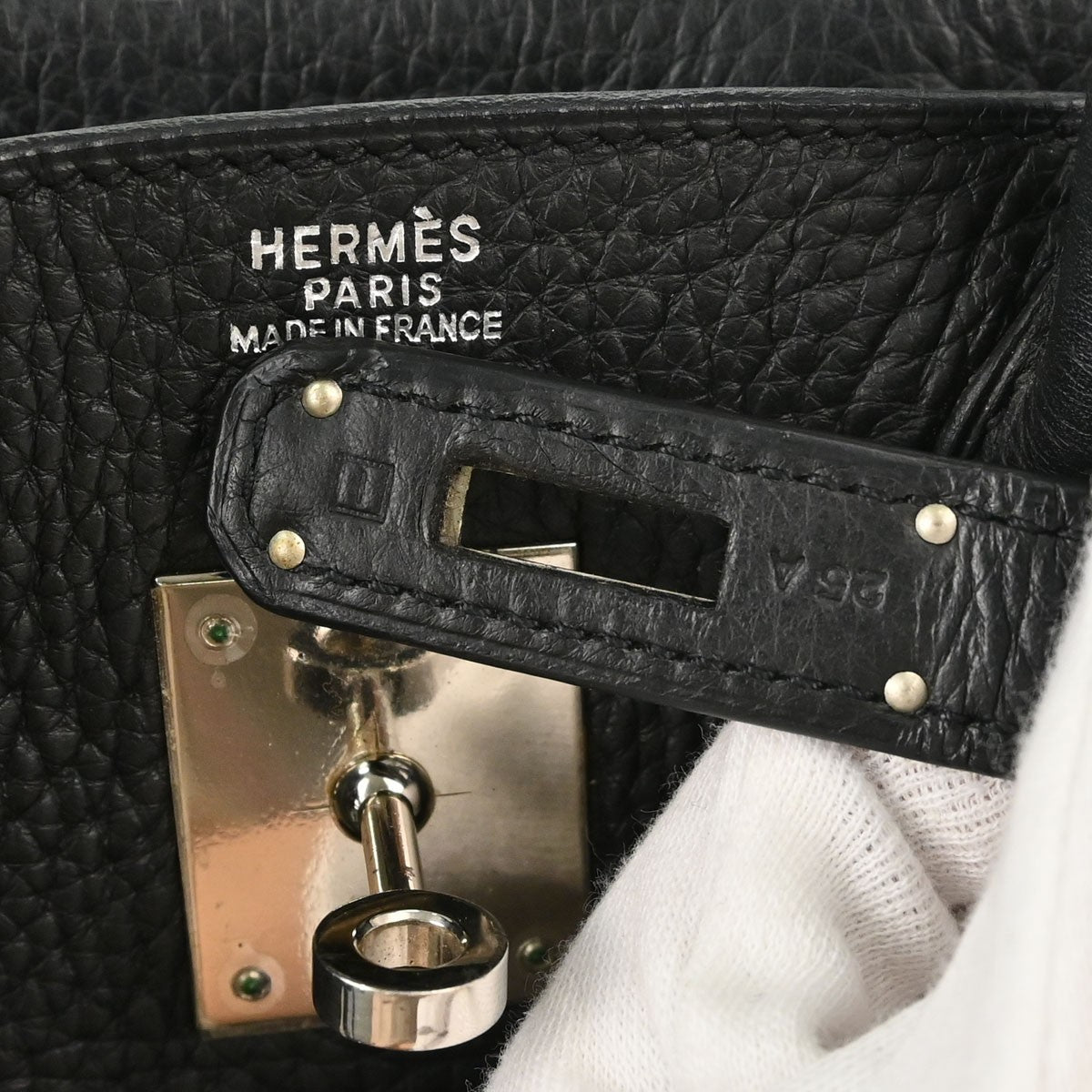 Hermes Birkin Black Clemence With Palladium Hardware Black Leather Handbag (Pre-Owned)