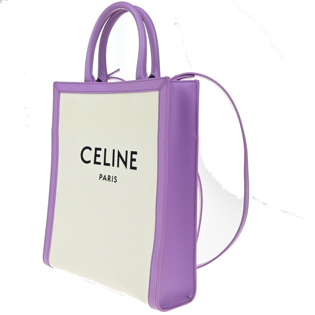 Celine Vertical Cabas Tote Canvas With Leather Purple Canvas Tote Bag Bag (Pre-Owned)