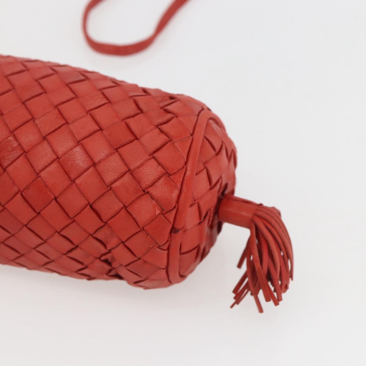 Bottega Veneta Intrecciato Clutch Leather Red Leather Clutche & Pouche Bag (Pre-Owned)