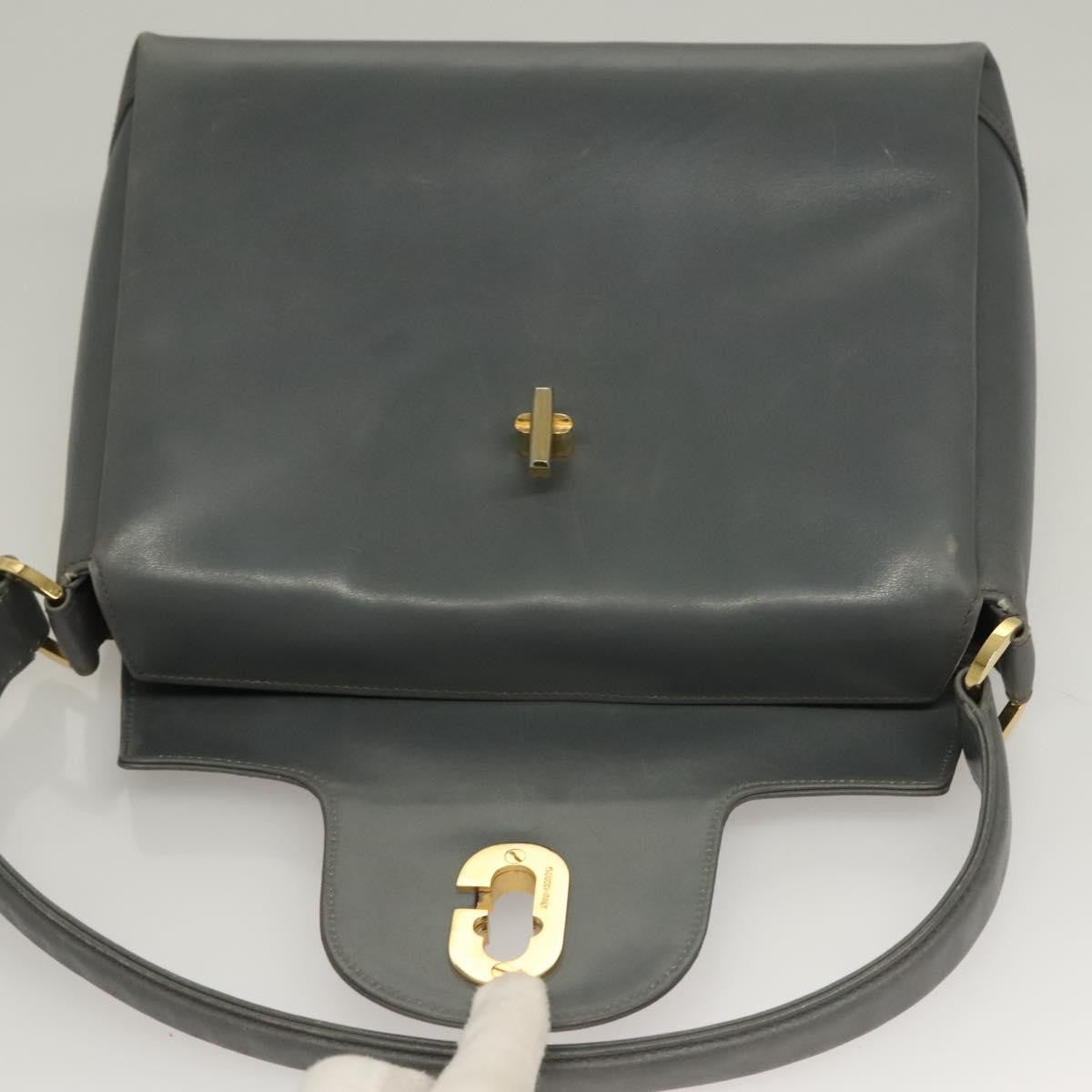 Gucci 1973 Top Handle Leather Gray Leather Handbag (Pre-Owned)