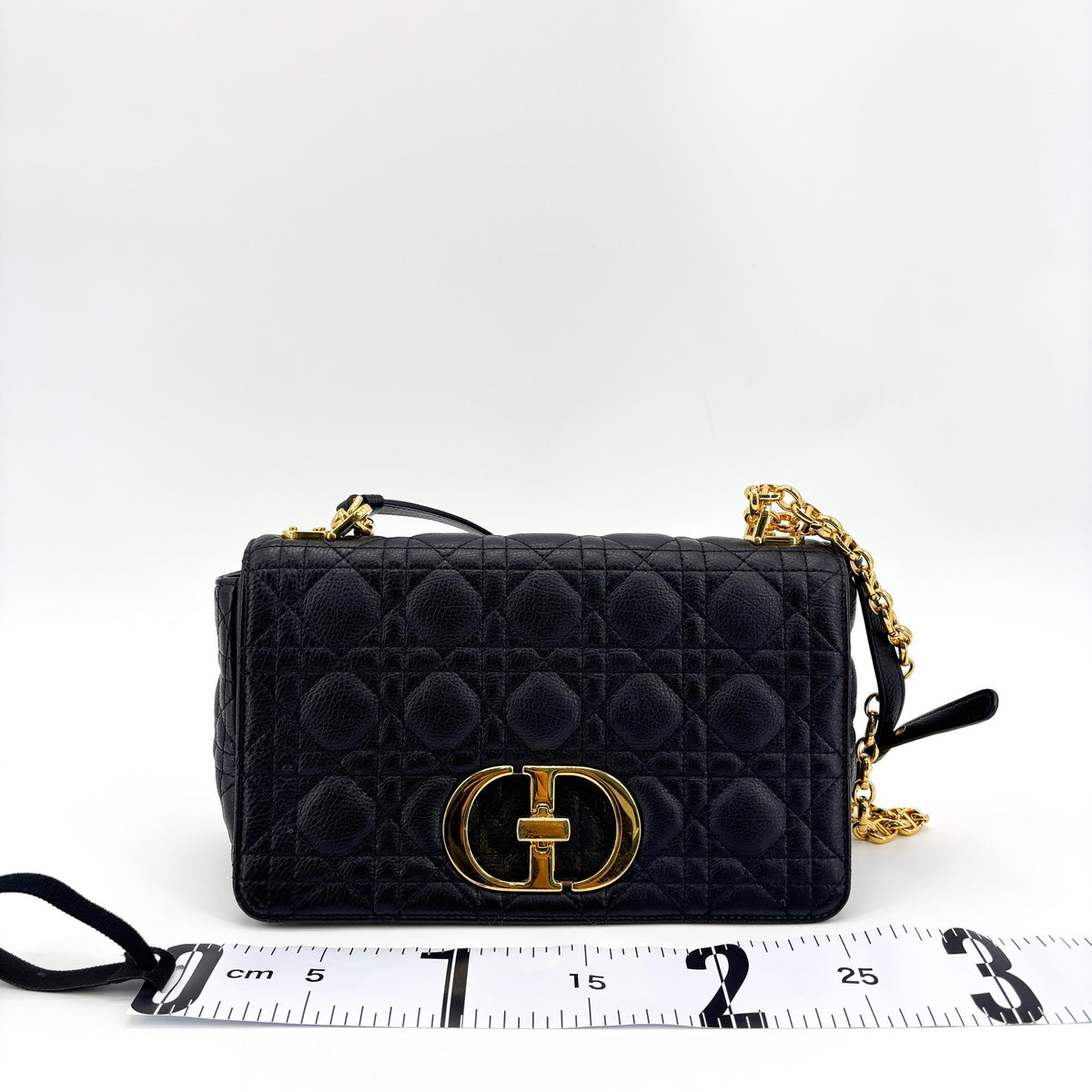 Christian Dior Caro Cannage Quilt Calfskin Black Leather Handbag (Pre-Owned)