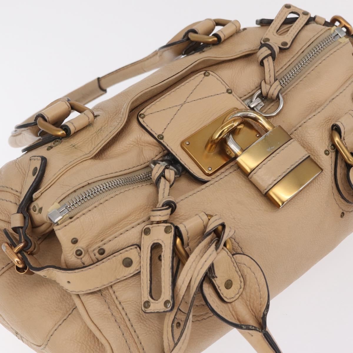 Chloe Paddington Lock Leather Beige Leather Handbag (Pre-Owned)