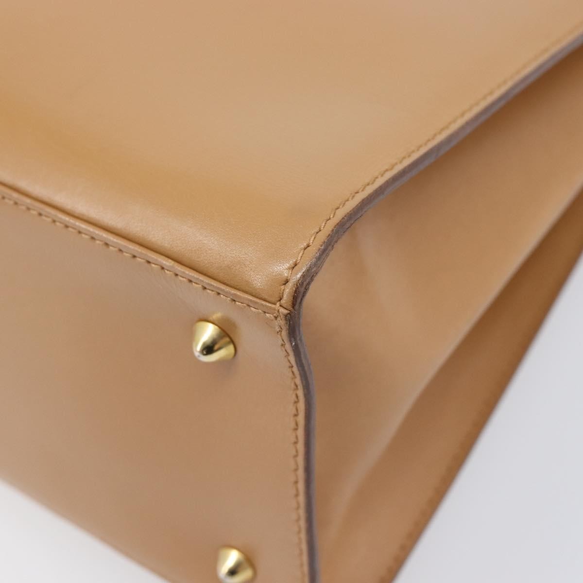 Gucci Vintage Lady Lock Top Handle Leather Beige Leather Handbag (Pre-Owned)