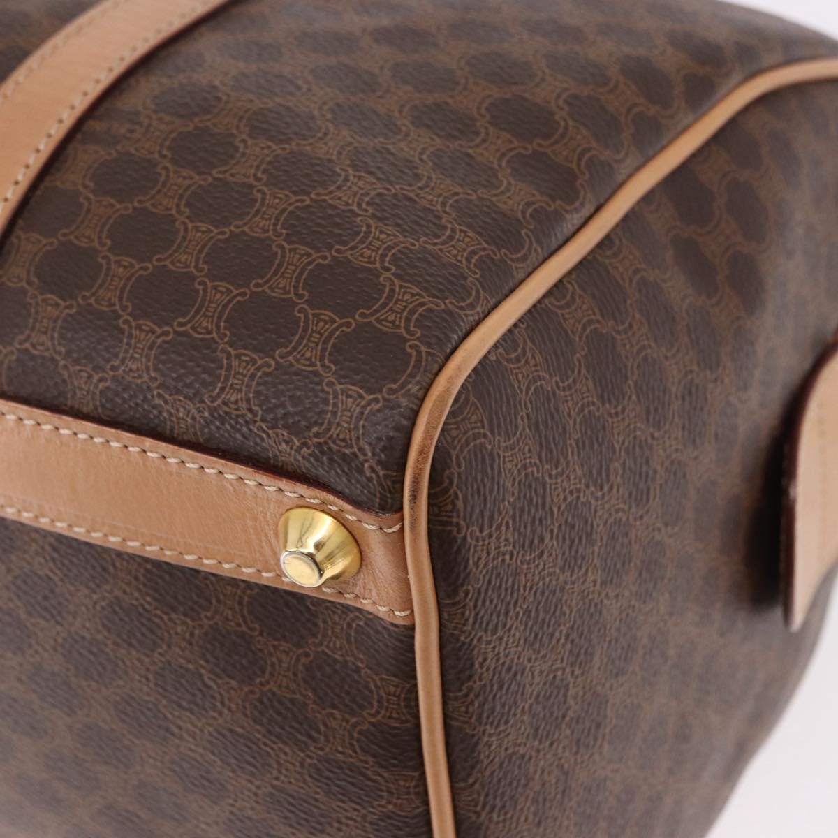 Celine Vintage Boston Macadam Coated Canvas Brown Pvc Handbag (Pre-Owned)