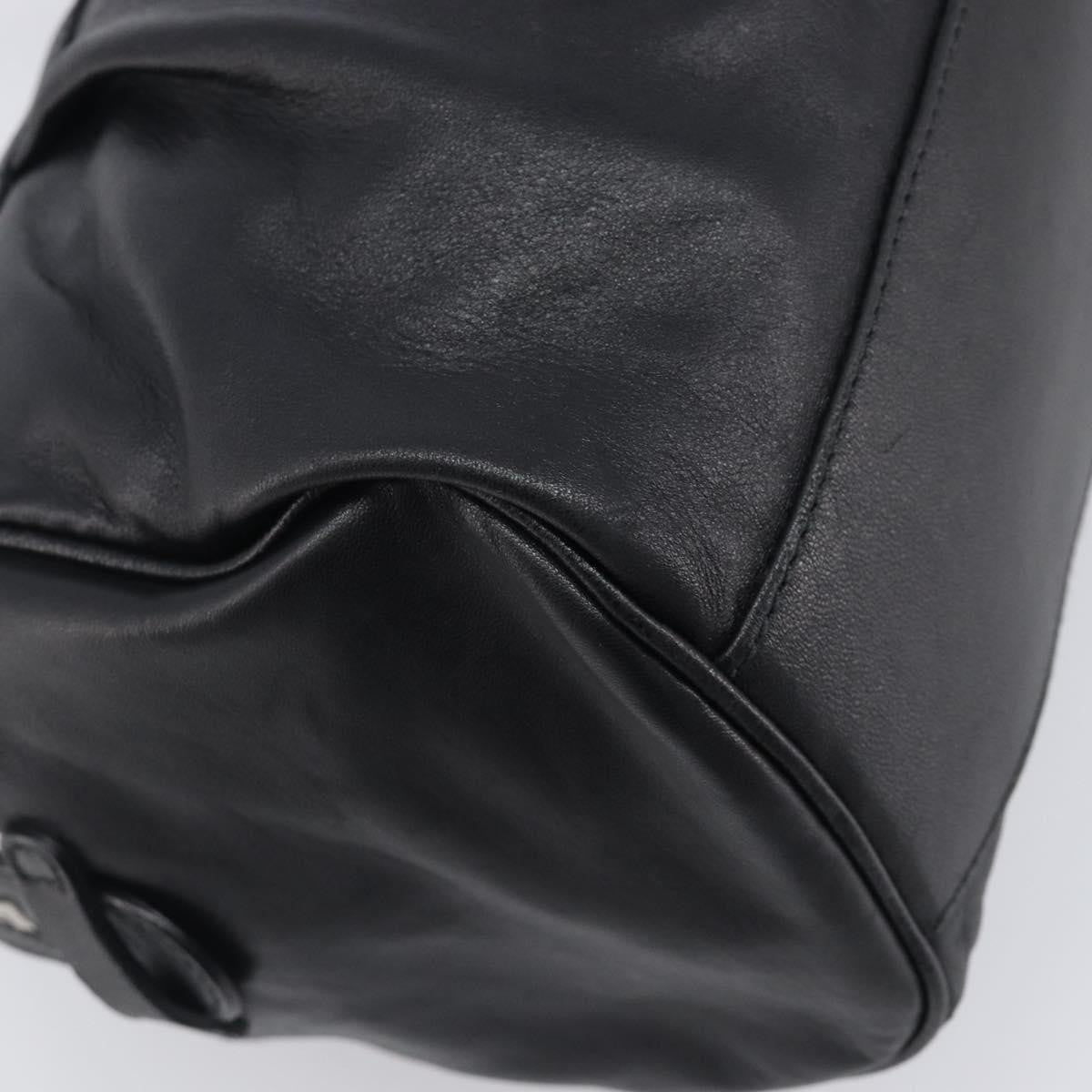 Salvatore Ferragamo Gancini Leather Black Leather Handbag (Pre-Owned)