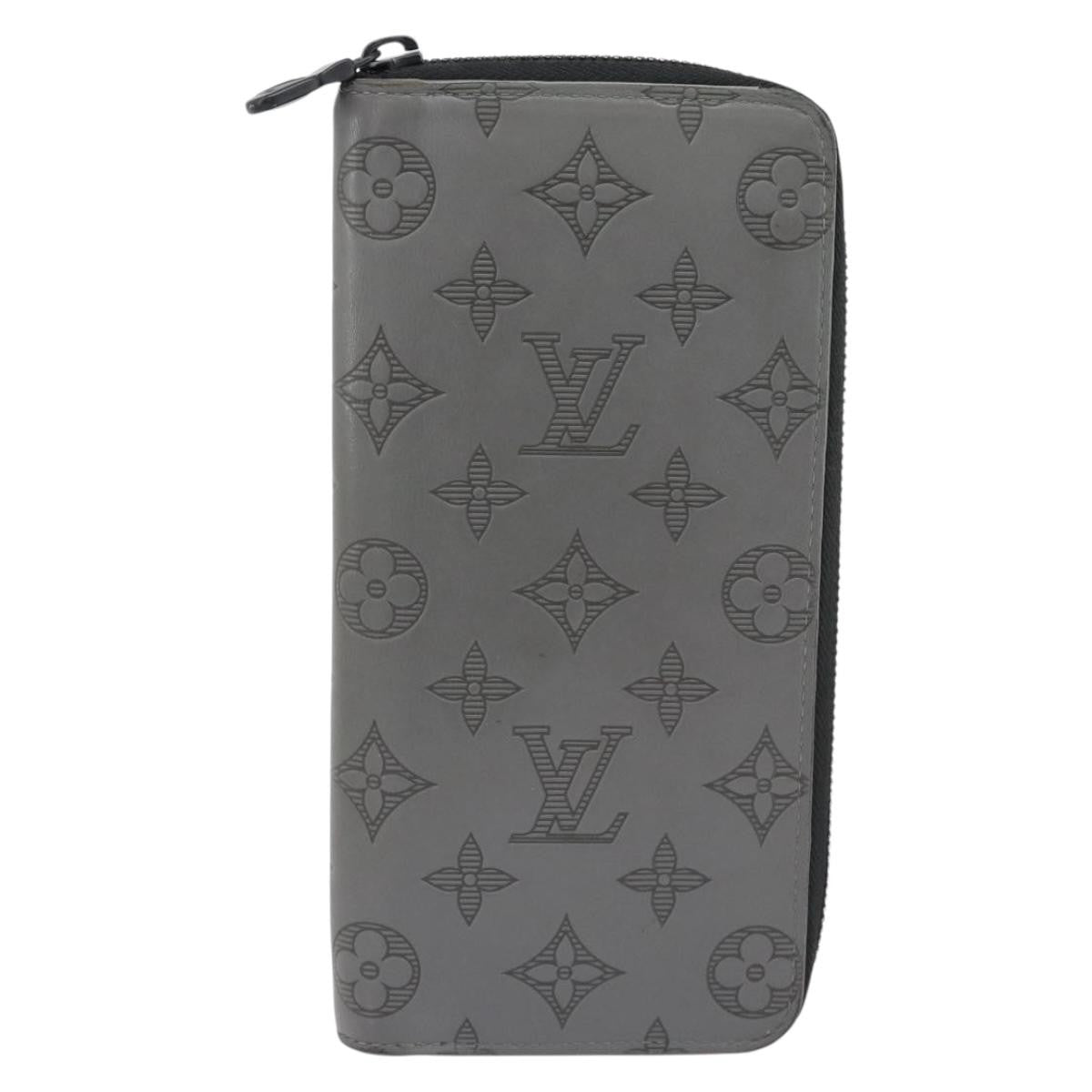 Louis Vuitton Zippy Wallet Vertical Monogram Shadow Leather Gray Leather Wallets Accessory (Pre-Owned)
