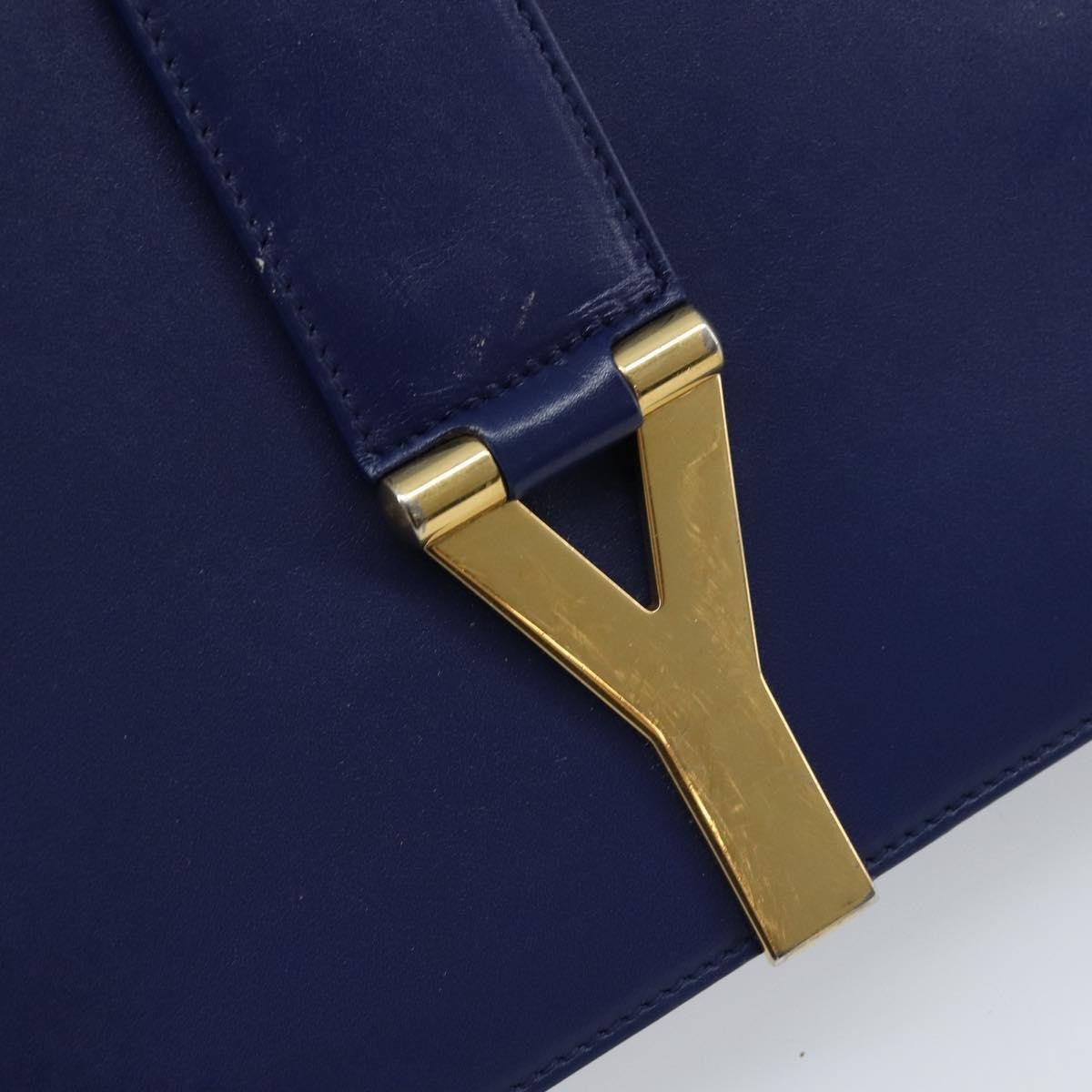 Saint Laurent Chyc Flap Leather Blue Leather Shoulder Bag Bag (Pre-Owned)