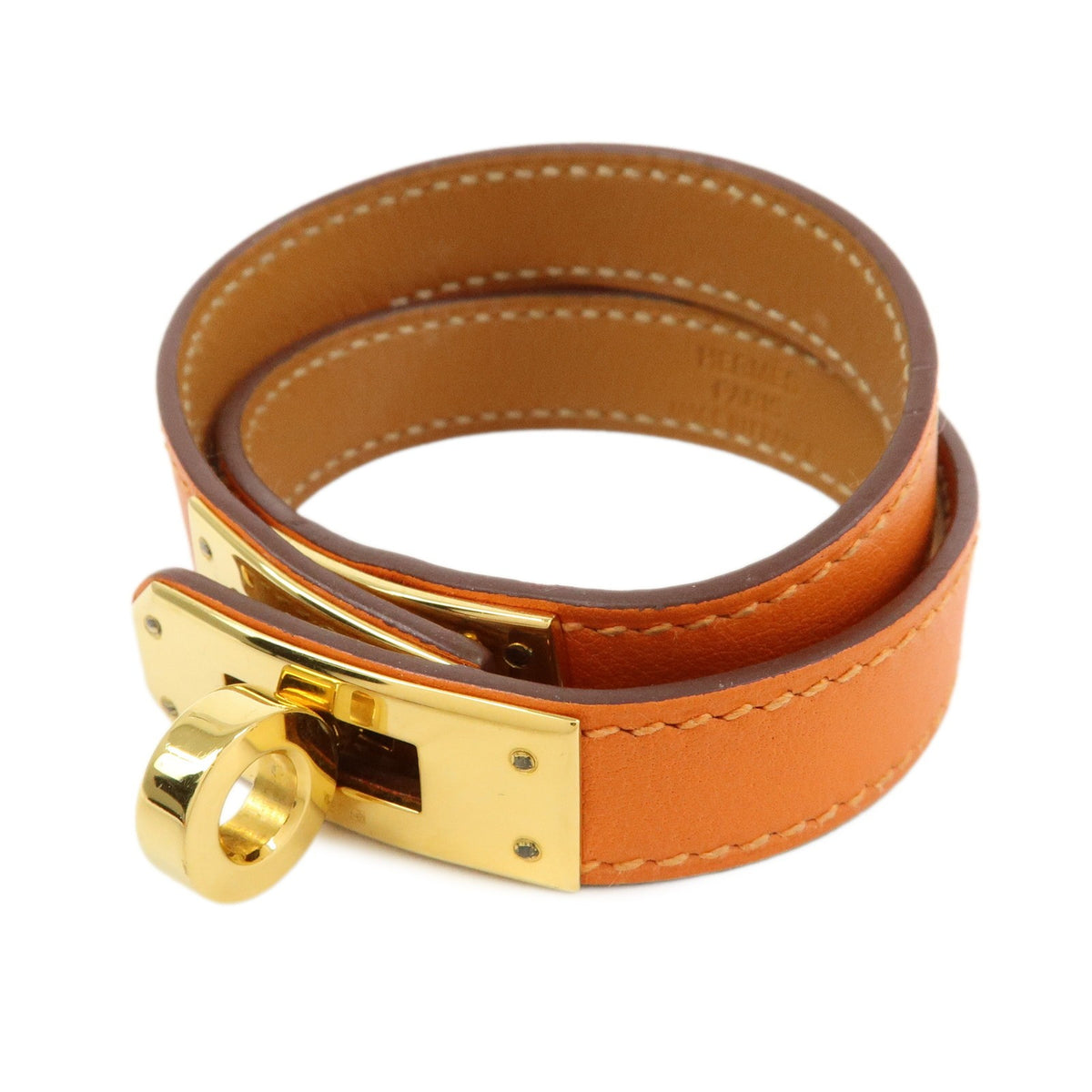 Hermes Kelly Double Tour Leather Orange Leather Bracelet Jewelry (Pre-Owned)