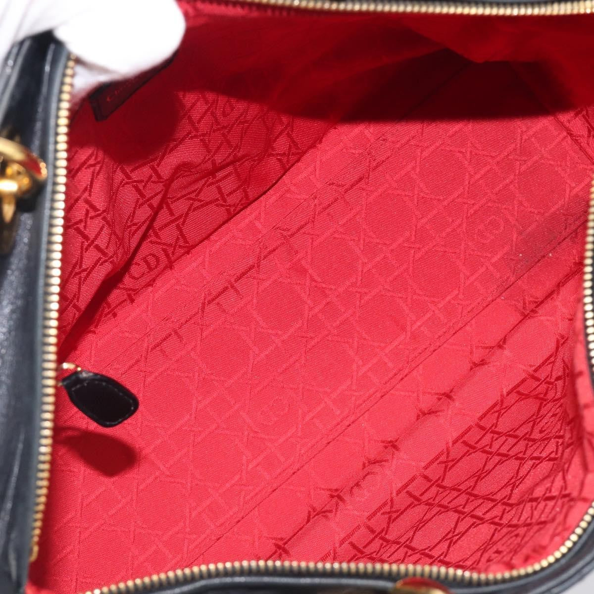 Christian Dior Vintage Lady Dior Cannage Quilt Lambskin Black Leather Handbag (Pre-Owned)