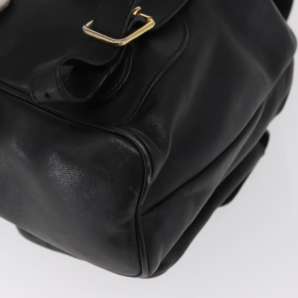 Gucci Vintage Bamboo Leather Black Leather Backpack Bag (Pre-Owned)
