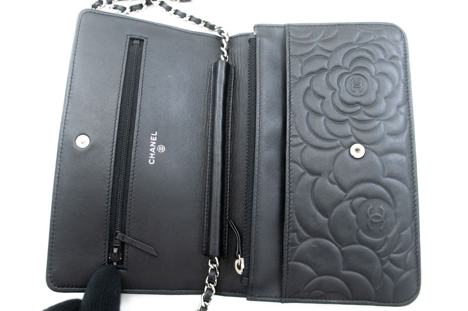 Chanel Wallet On Chain Lambskin Black Leather Shoulder Bag Bag (Pre-Owned)