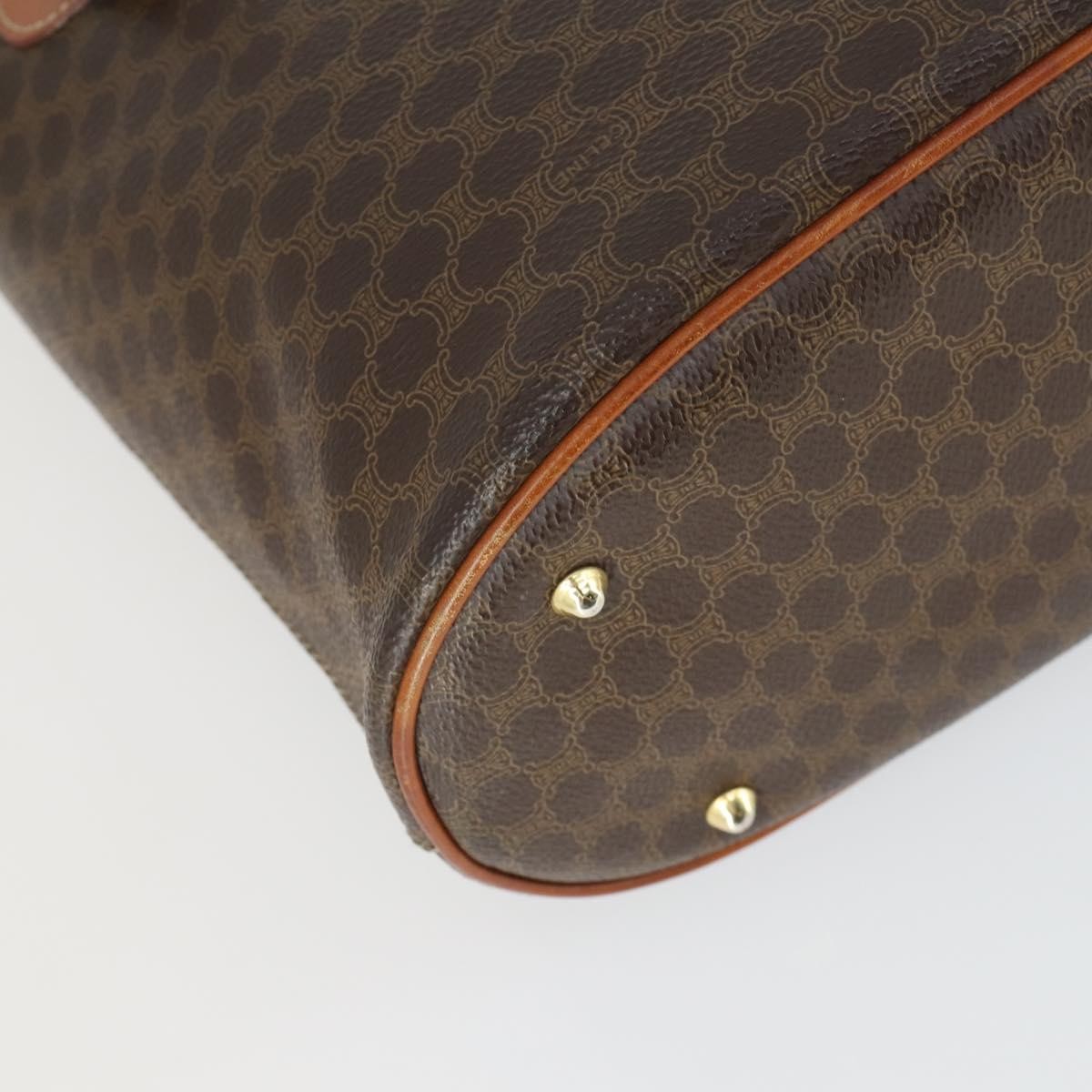 Celine Vintage Macadam Canvas And Leather Brown Canvas Handbag (Pre-Owned)