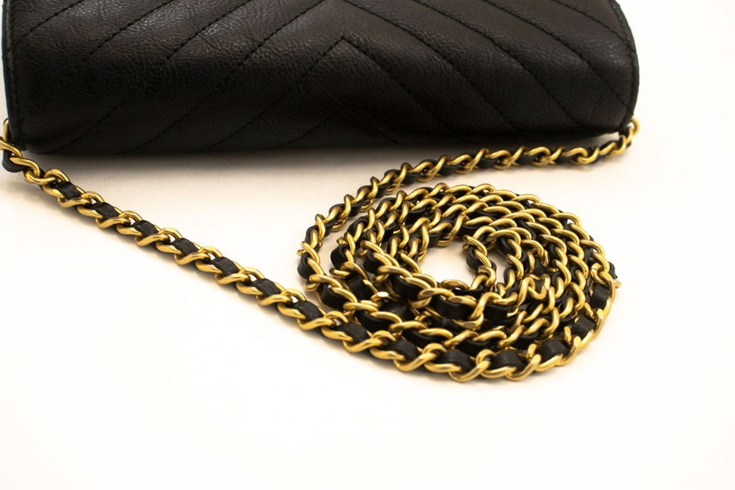 Chanel Wallet On Chain Chevron Caviar Black Calfskin Wallets Accessory (Pre-Owned)