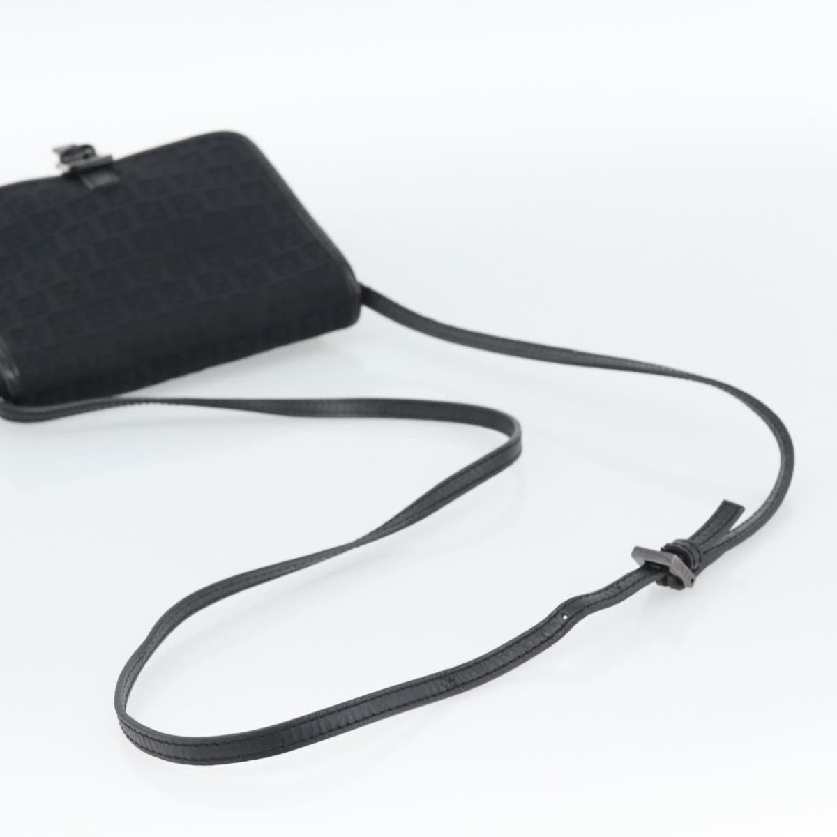 Fendi Shoulder Zucchino Canvas Black Canvas Shoulder Bag Bag (Pre-Owned)