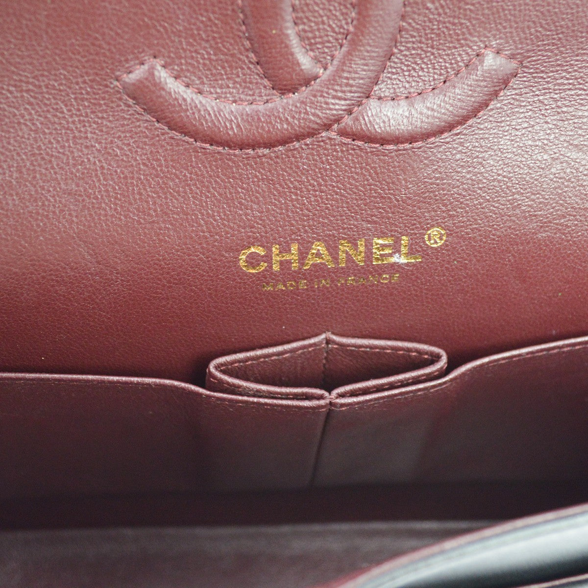 Chanel Classic Double Flap Quilted Lambskin Black Leather Handbag (Pre-Owned)