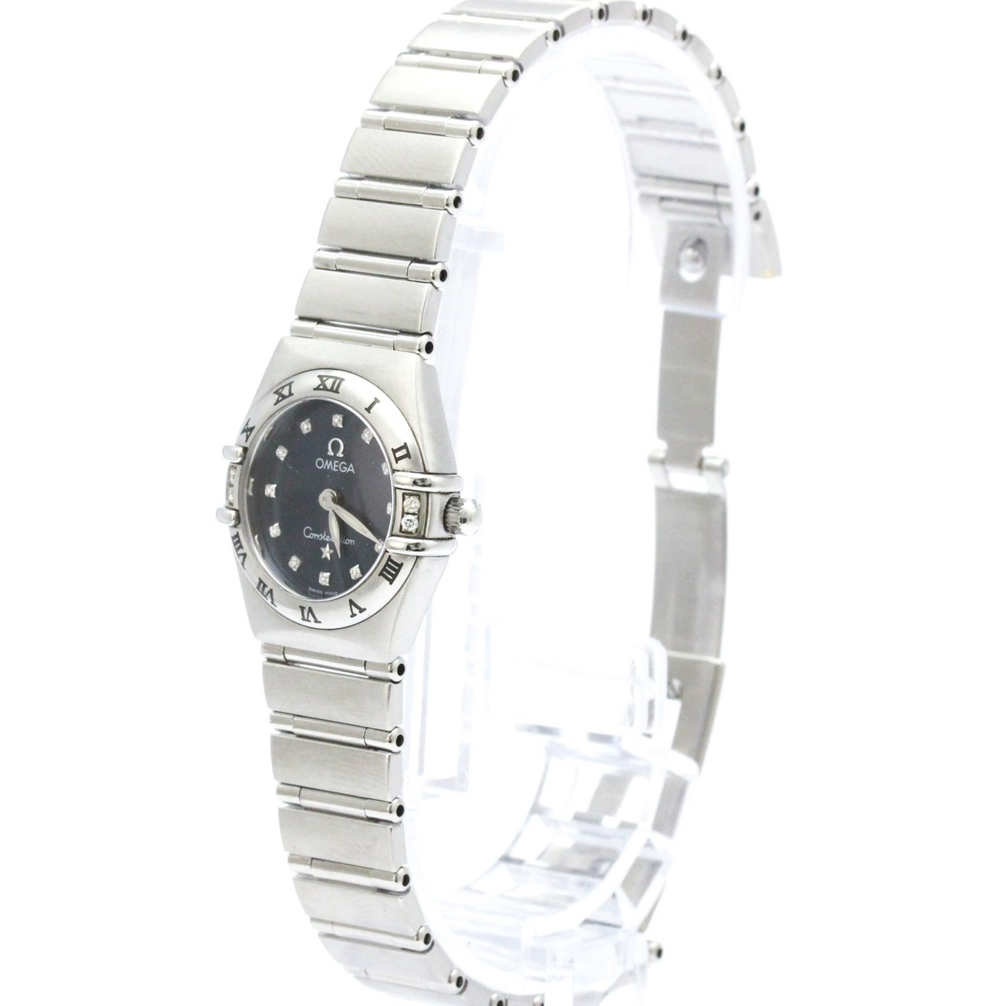 Omega Constellation Quartz Stainless Steel With Diamond Bezel And Markers Watch (Pre-Owned)