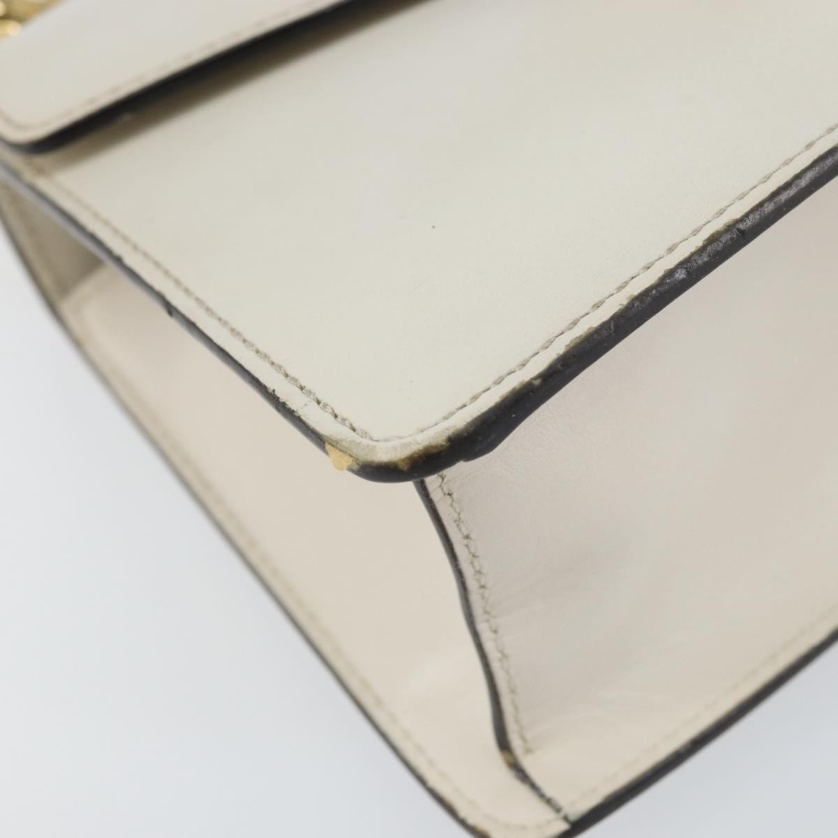 Gucci Sylvie Top Handle Leather White Leather Handbag (Pre-Owned)
