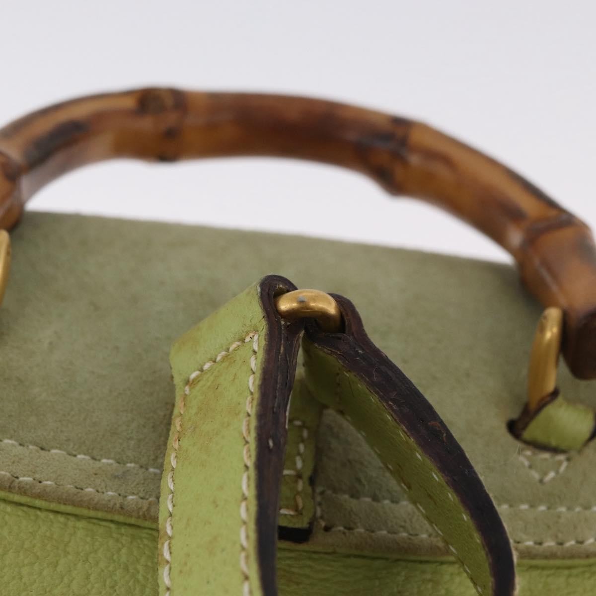 Gucci Gucci Bamboo Daim Green Suede Backpack Bag (Pre-Owned)