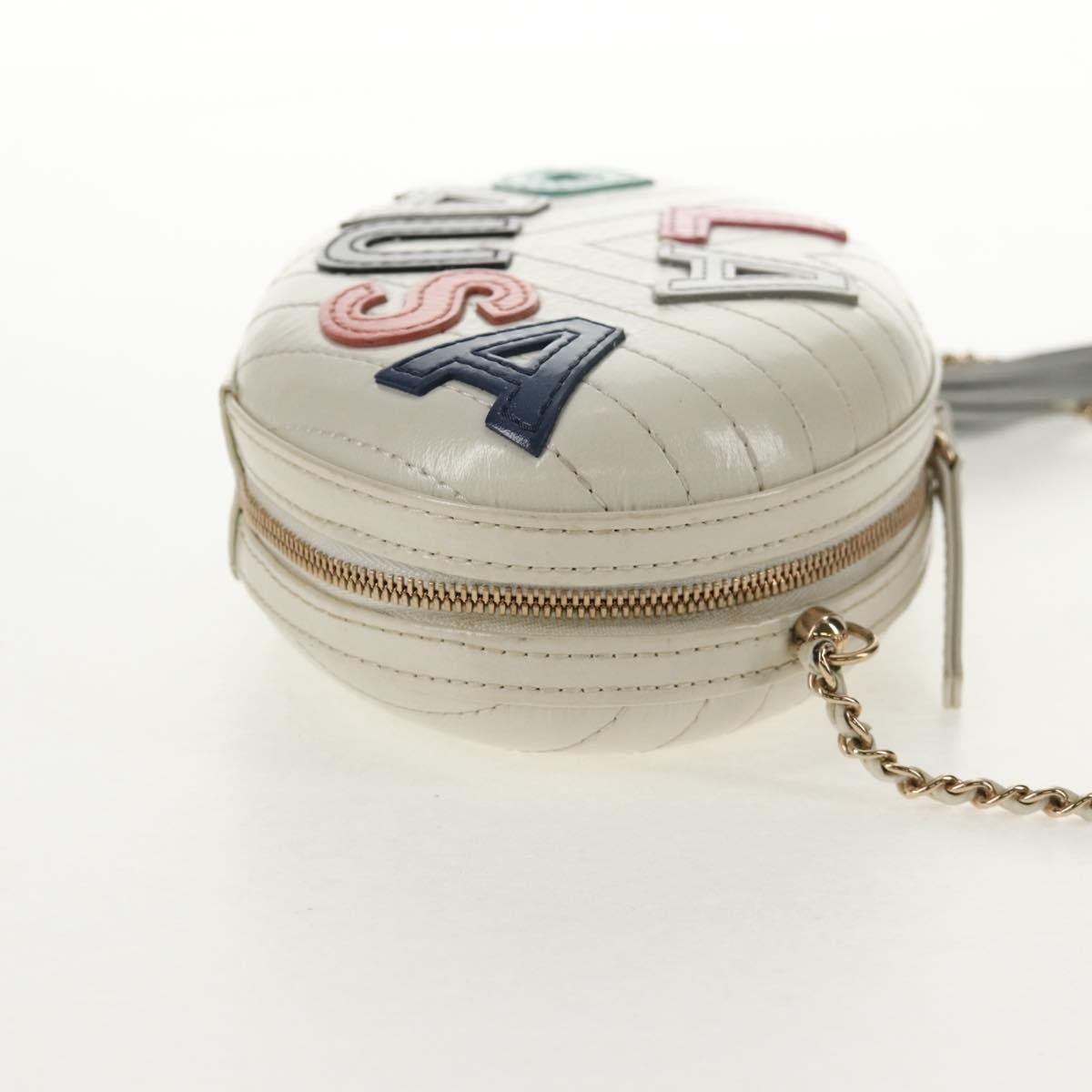 Chanel La Pausa Evening Chevron Lambskin With Applique White Leather Handbag (Pre-Owned)