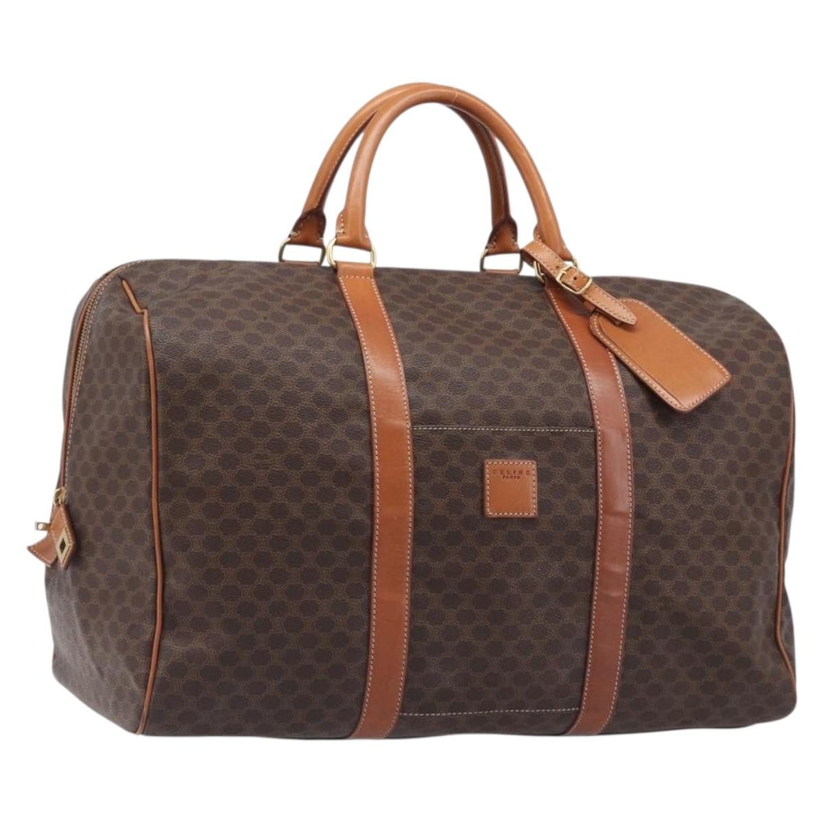 Celine Boston Triomphe Coated Canvas Brown Canvas Handbag (Pre-Owned)