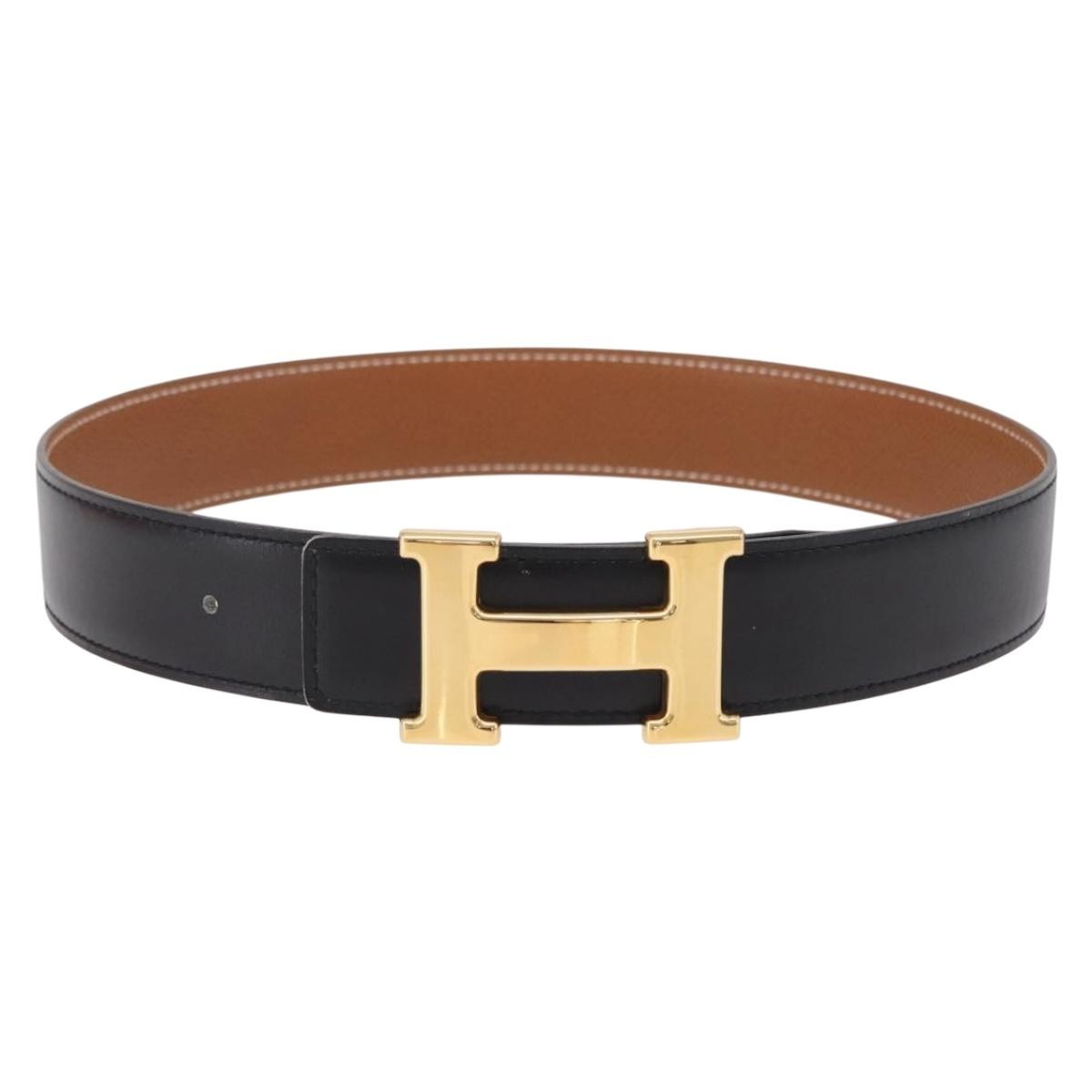 Hermes Constance Reversible Belt Leather Black Leather Belts Accessory (Pre-Owned)