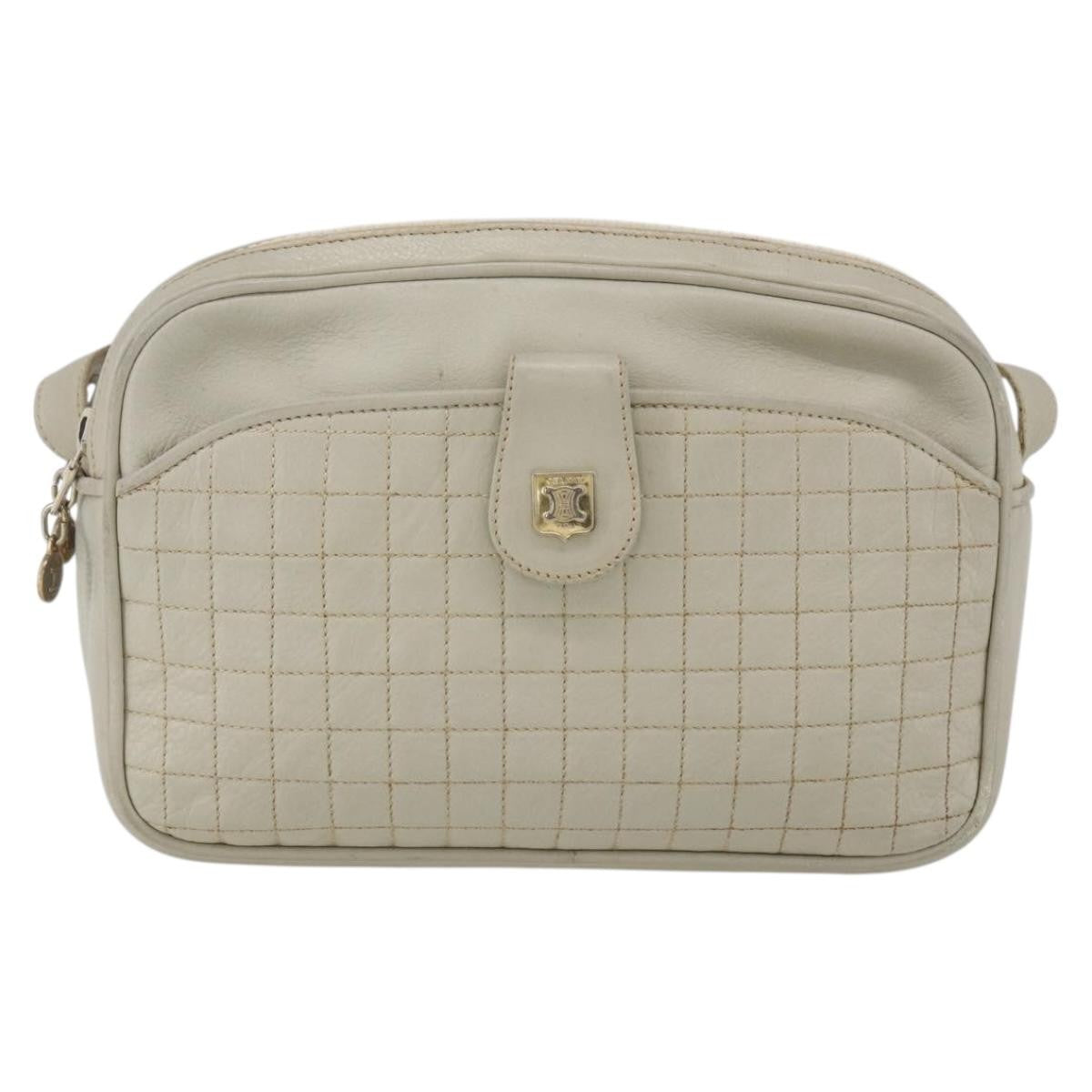 Celine Vintage Leather White Leather Shoulder Bag Bag (Pre-Owned)