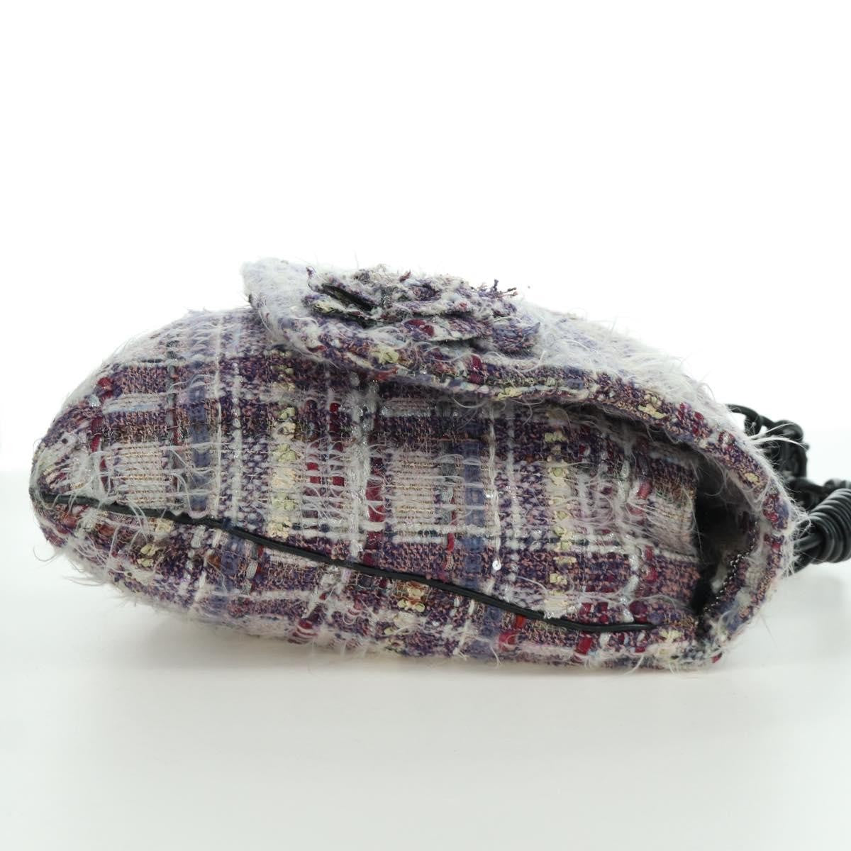 Chanel Camellia Messenger Tweed Purple Tweed Shoulder Bag Bag (Pre-Owned)